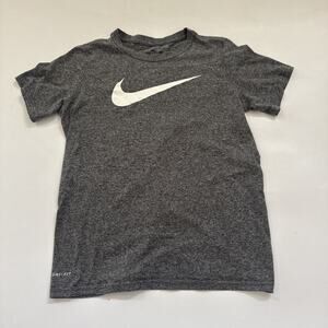 Nike Dri Fit T-shirt Gray Swoosh Boy‎ Youth Medium Polyester